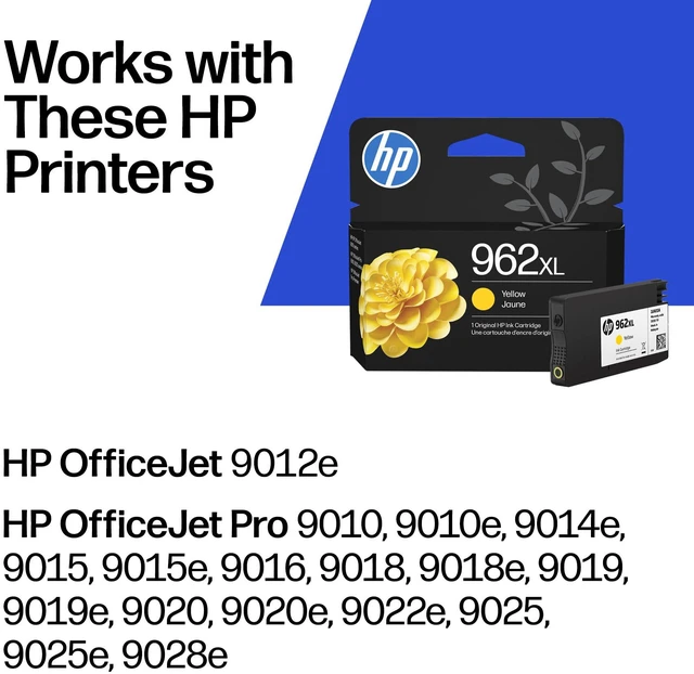 Alt view image 2 of 7 - 962XL Yellow High-Yield Ink Cartridge | Works with OfficeJet 9010, Pro 9010, 9020 | Eligible for Instant Ink | 3JA02AN