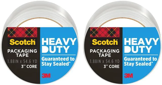 Main image of Heavy Duty Shipping Packaging Tape 3850, Clear, 1.88 in x 54.6 yd (48 mm x 50 m), 2 Pack (2 Rolls), 3.0 Mil Box Sealing Tape