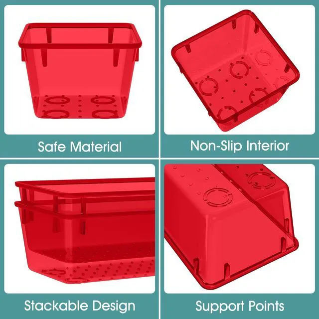 Alt view image 3 of 6 - 25 PCS Plastic Drawer Organizer Set, Makeup Organizers and Storage Bins 4 Sizes Desk Drawer Divider Organizers and Storage Bins for Jewelry, Gadgets for Kitchen, Bedroom, Bathroom, Office, Red