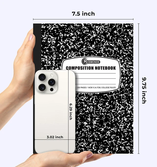 Alt view image 3 of 7 - 50 Pack Bulk Composition Notebooks, College Ruled, Marble Notebook Bulk School Supplies, 200 Pgs (100 Sheets), 9-3/4 x 7-1/2, Hard Cover Composition Book, Black Marble, Notebooks for School
