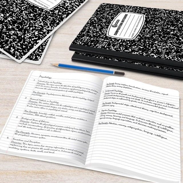 Alt view image 7 of 7 - 50 Pack Bulk Composition Notebooks, College Ruled, Marble Notebook Bulk School Supplies, 200 Pgs (100 Sheets), 9-3/4 x 7-1/2, Hard Cover Composition Book, Black Marble, Notebooks for School