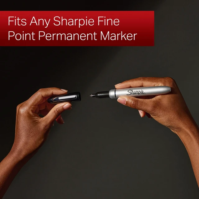 Alt view image 3 of 7 - Permanent Markers with Stainless Steel Marker Case Fine Point Black 6 Count