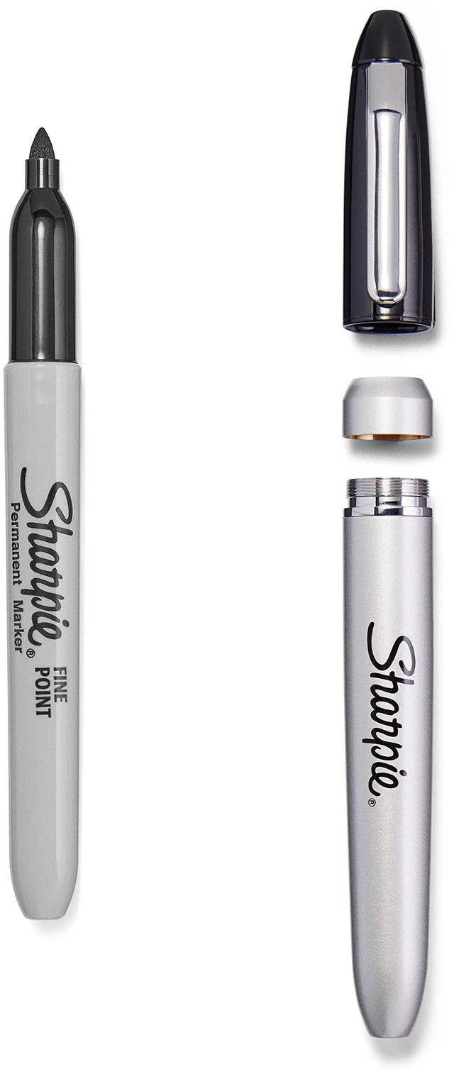 Alt view image 7 of 7 - Permanent Markers with Stainless Steel Marker Case Fine Point Black 6 Count