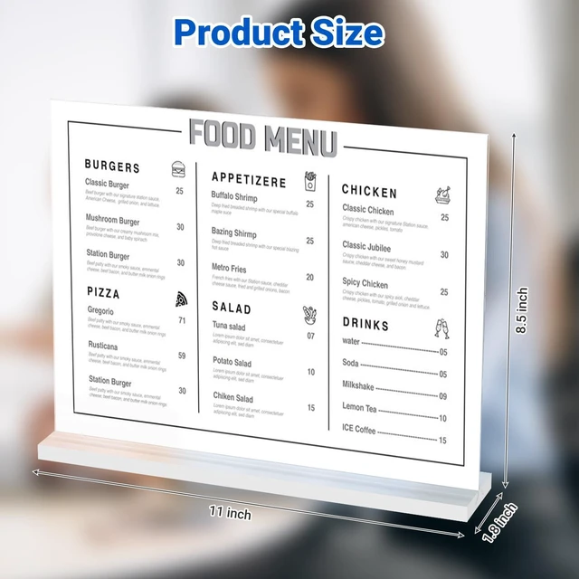 Alt view image 2 of 7 - 3 Pack Acrylic Sign Holder 11 x 8.5 Horizontal, Double-Sided Clear Sign Holder Plastic Stands for Display, T Shape Acrylic Table Sign Stands for Office Store Restaurants Wedding Party Decoration