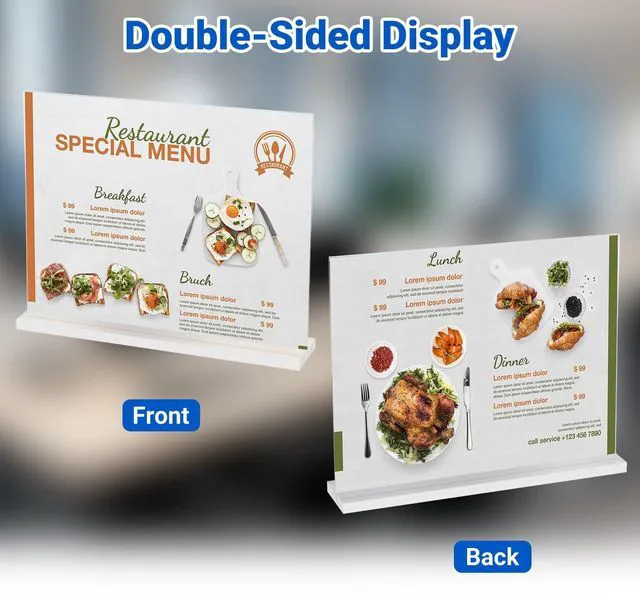 Alt view image 5 of 7 - 3 Pack Acrylic Sign Holder 11 x 8.5 Horizontal, Double-Sided Clear Sign Holder Plastic Stands for Display, T Shape Acrylic Table Sign Stands for Office Store Restaurants Wedding Party Decoration