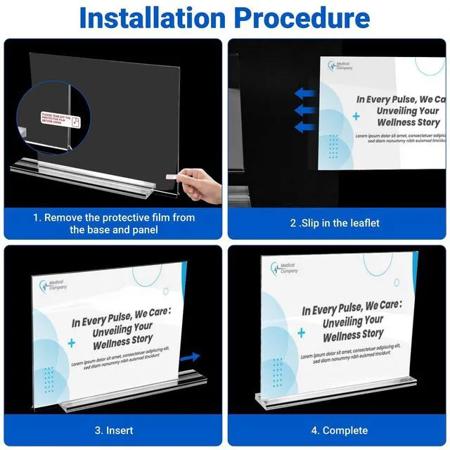 Alt view image 7 of 7 - 3 Pack Acrylic Sign Holder 11 x 8.5 Horizontal, Double-Sided Clear Sign Holder Plastic Stands for Display, T Shape Acrylic Table Sign Stands for Office Store Restaurants Wedding Party Decoration