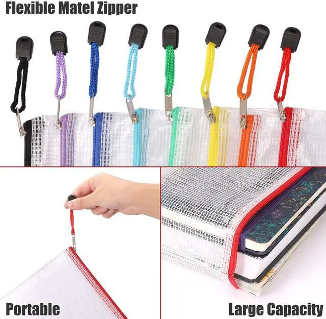 Alt view image 4 of 7 - 56pcs Mesh Zipper Pouch Zipper Bag, Durable Pouches for Organization Puzzle Storage, Letter Size, A4 Size, for Office Supplies