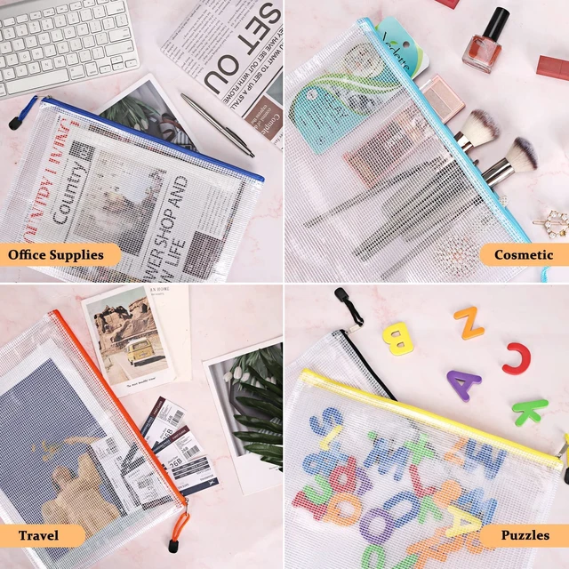Alt view image 5 of 7 - 56pcs Mesh Zipper Pouch Zipper Bag, Durable Pouches for Organization Puzzle Storage, Letter Size, A4 Size, for Office Supplies