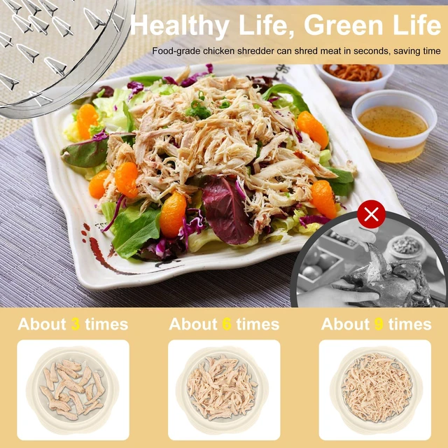 Alt view image 2 of 7 - Chicken Shredder Tool Twist Large Meat Shredder with Brush&Fork, Beige Visible Chicken Breast Shredder, Strong Anti-Slip Strip, Ergonomic Handle, BPA Free, Kitchen Gadgets for Pork Beef Chicken