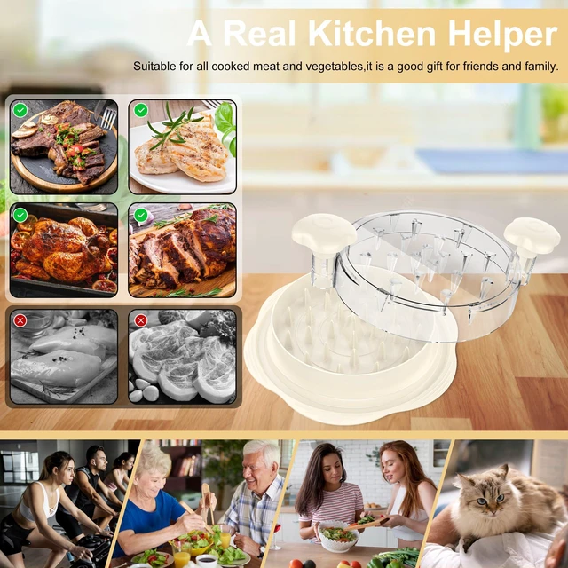 Alt view image 5 of 7 - Chicken Shredder Tool Twist Large Meat Shredder with Brush&Fork, Beige Visible Chicken Breast Shredder, Strong Anti-Slip Strip, Ergonomic Handle, BPA Free, Kitchen Gadgets for Pork Beef Chicken