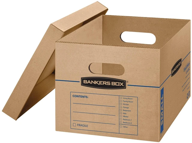 Alt view image 2 of 7 - 15-Pack Small Classic Moving Boxes with Reinforced Handles Pack books, files, and dense items with sturdy small boxes built for easy carrying and organized moves