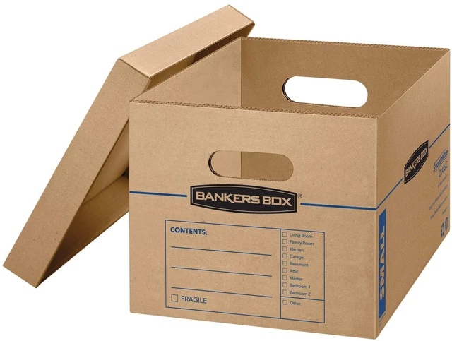 Alt view image 3 of 7 - 15-Pack Small Classic Moving Boxes with Reinforced Handles Pack books, files, and dense items with sturdy small boxes built for easy carrying and organized moves