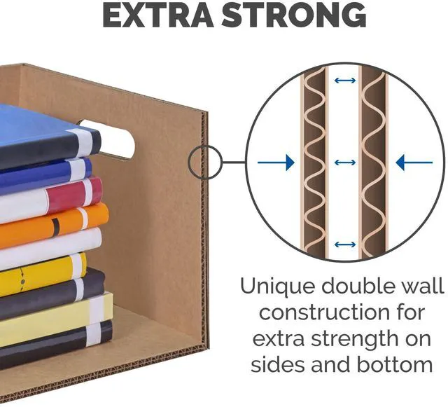 Alt view image 4 of 7 - 15-Pack Small Classic Moving Boxes with Reinforced Handles Pack books, files, and dense items with sturdy small boxes built for easy carrying and organized moves