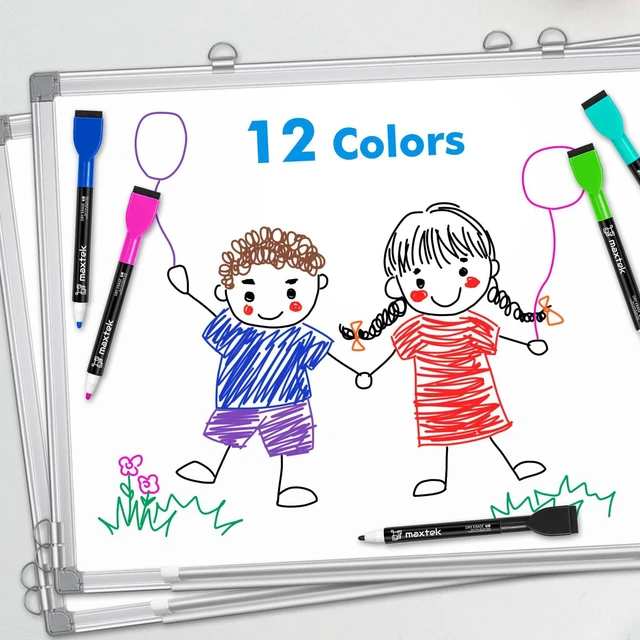 Alt view image 5 of 7 - Magnetic Dry Erase Markers, Fine Tip, 24 Count, 12 Colors Low Odor Colorful Whiteboard Markers with Thin Tips for Kids, Calendar Boards and White Board