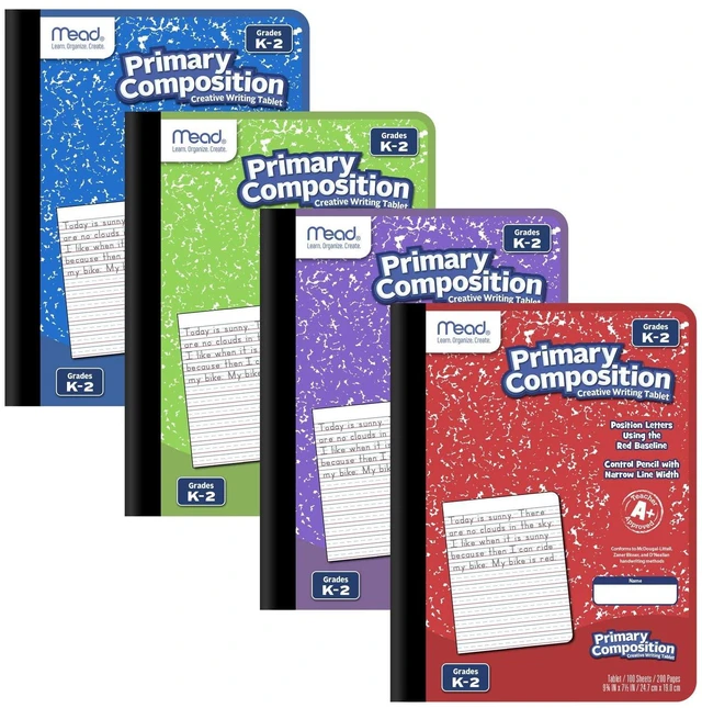 Alt view image 3 of 7 - Primary Composition Book, Primary Ruled Journal, Grades K-2, 7-1/2" x 9-3/4", 100 Sheets per Comp Book, Colors Will Vary, 12 Pack (610054-ECM)