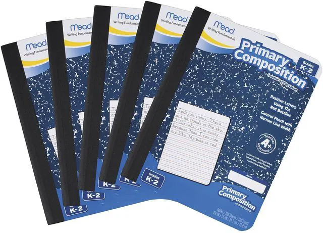 Main image of Composition Books/Notebooks, Primary, Grades K-2, Wide Ruled Paper, 100 Sheets, 5 Pack (72900)