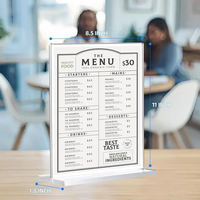Alt view image 2 of 7 - 24 Pack Acrylic Sign Holder 8.5 x 11, Double-Sided Clear Sign Holder Plastic Stands for Display, T Shape Acrylic Table Sign Stands for Office Store Restaurants Wedding Party Decoration