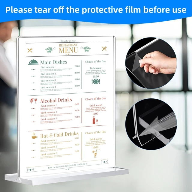 Alt view image 3 of 7 - 24 Pack Acrylic Sign Holder 8.5 x 11, Double-Sided Clear Sign Holder Plastic Stands for Display, T Shape Acrylic Table Sign Stands for Office Store Restaurants Wedding Party Decoration