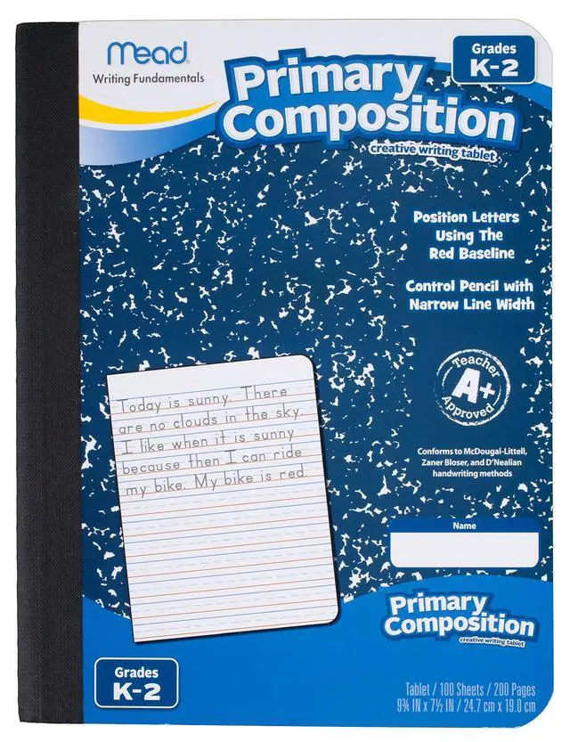 Alt view image 2 of 2 - Composition Books/Notebooks, Primary, Grades K-2, Wide Ruled Paper, 100 Sheets, 5 Pack (72900)