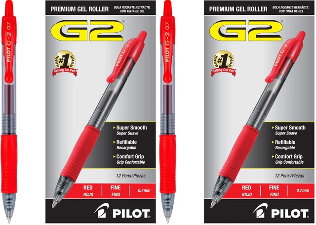 Main image of G2 Premium Refillable and Retractable Rolling Ball Gel Pens,Fine Point,Red Ink,(31022),12 Count (Pack of 2)