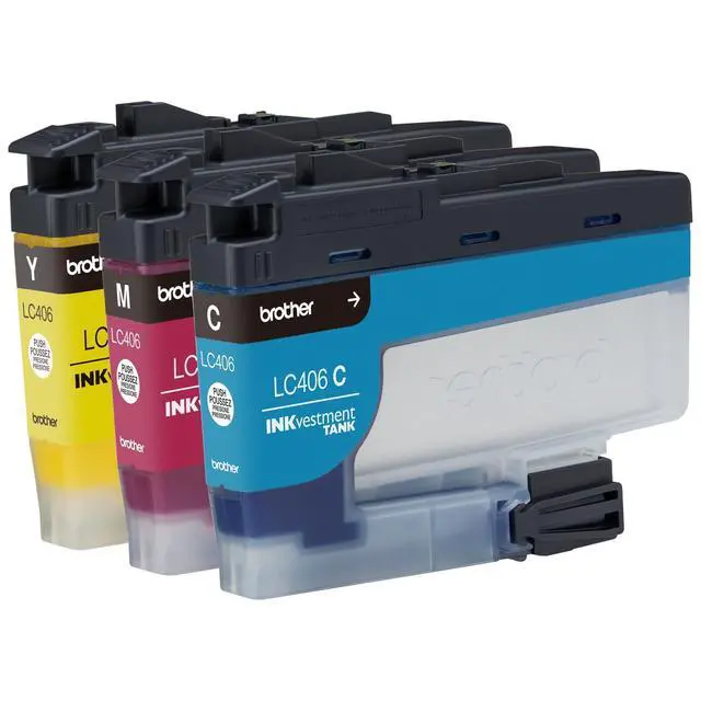 Alt view image 7 of 7 - Genuine LC406 Ink Cartridges for INKvestment Tank Printers 3-pack cyan, magenta and yellow printer ink LC406 ink cartridges for select INKvestment Tank printers