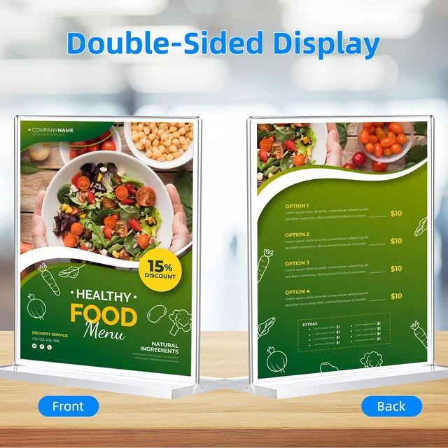 Alt view image 6 of 7 - 24 Pack Acrylic Sign Holder 8.5 x 11, Double-Sided Clear Sign Holder Plastic Stands for Display, T Shape Acrylic Table Sign Stands for Office Store Restaurants Wedding Party Decoration
