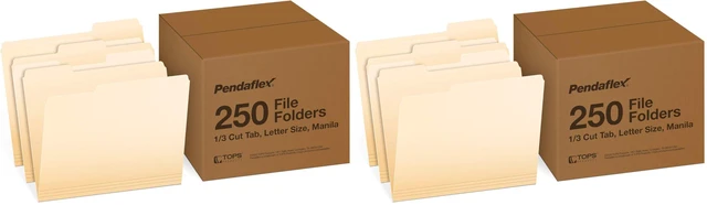 Main image of File Folders,250 Bulk Package,Durable Manila Folders,Letter Size (8.5" x 11"),3 Tabs for Easy Labeling,Everyday Filing Essential for Offices,Classrooms&Home Document Organization (Pack of 2)