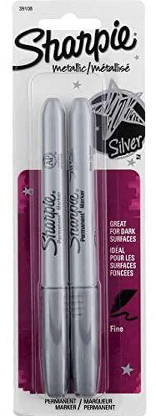 Alt view image 5 of 6 - Metallic Permanent Markers, Fine Point, Silver, For Black Paper or Dark Surfaces, Arts & Crafts, Posters (Pack of 12)