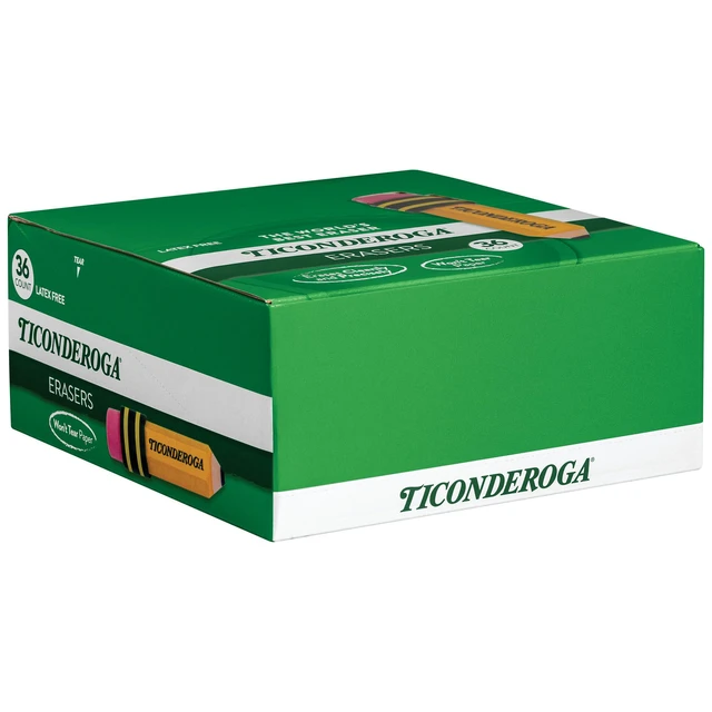 Alt view image 5 of 6 - Erasers, Pencil Shaped, Yellow, 36-Pack (38936) Ideal for writing, drawing, schoolwork, classrooms and office use