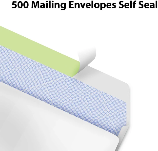 Alt view image 2 of 5 - #10 Envelopes Letter Size Self Seal | 500 Business Mailing Security Peel and Sealing Envelope | 100% Tinted | no 10 White Windowless Legal Regular Plain Envelops Pack | 4-1/8 x 9-1/2 Inches | 24 LB