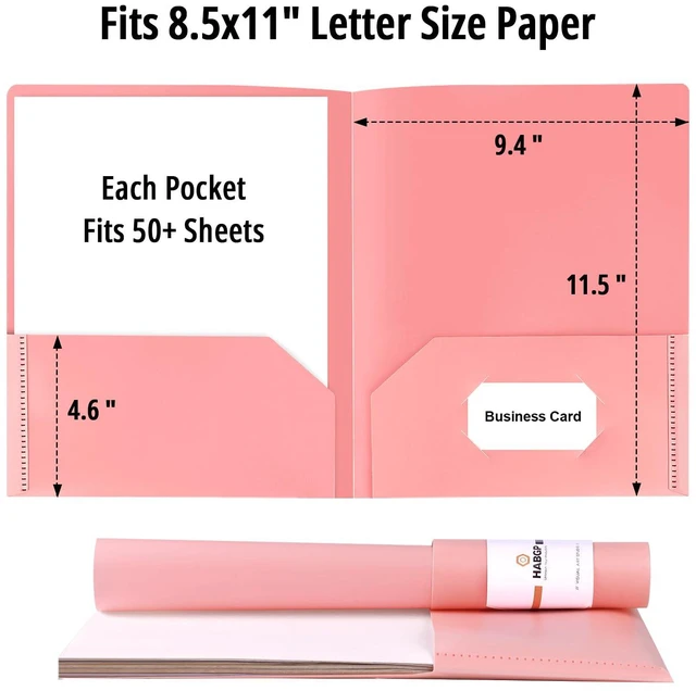 Alt view image 2 of 7 - 24 Pack Colored File Folders with Pockets, Pastel Pocket Folders, Plastic Business Card Holder, Decorative, for Documents, Cute Plastic Folders for Filing Cabinet, School, Office, Resume Portfolio