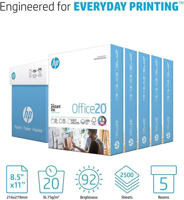 Alt view image 2 of 6 - 8.5 x 11 Paper | Office 20 lb | 5 Ream Case - 2500 Sheets | 92 Bright | Made in USA-FSC Certified | 112150C