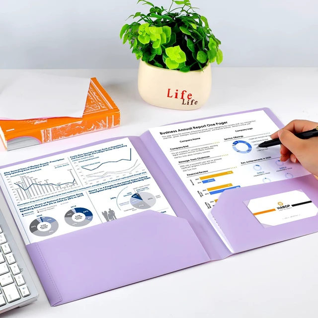 Alt view image 7 of 7 - 24 Pack Colored File Folders with Pockets, Pastel Pocket Folders, Plastic Business Card Holder, Decorative, for Documents, Cute Plastic Folders for Filing Cabinet, School, Office, Resume Portfolio