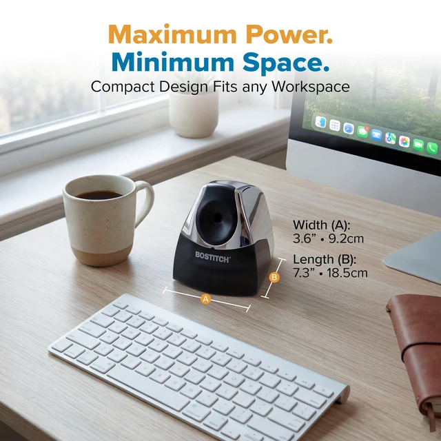 Alt view image 6 of 6 - Office Electric Pencil Sharpener for Classroom & Desk Use, Heavy-Duty Stall-Free Motor, High-Capacity Shavings Tray, Chrome