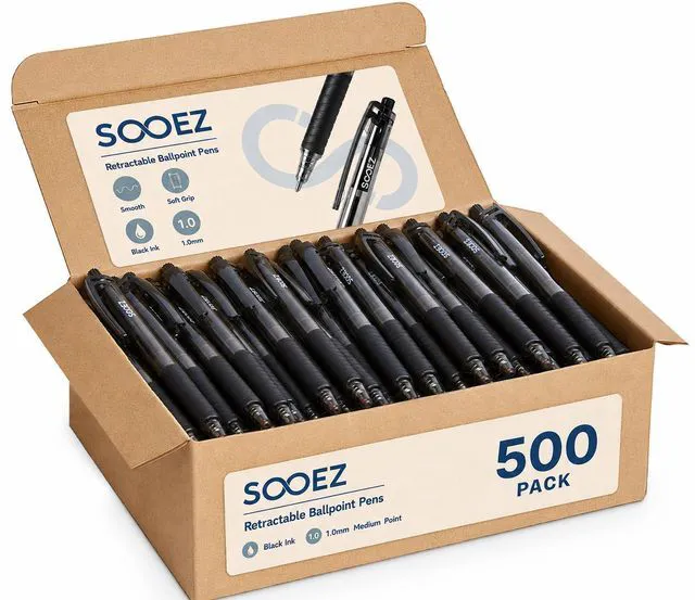 Main image of 500 Pack Bulk Pens Ballpoint, Smooth Writing Pens with Soft Grip Retractable Blue Ink Pens, Medium Point 1.0mm Pen for Journaling, Ballpoint Pen Office Supplies