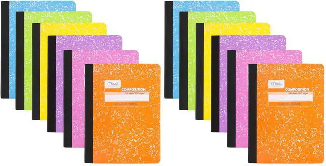 Main image of Composition Notebook, College Ruled Paper, 7-1/2" x 9-3/4", 100 Sheets per Comp Book, Assorted Colors (850106-ECM) (Pack of 12)