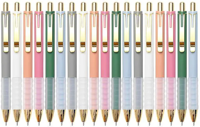 Main image of Ballpoint Pens Black Medium Point 1mm with Super Soft Grip Ball Point Pen for Men Women Retractable(gold-18 pcs)