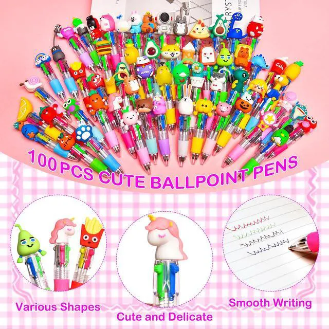 Alt view image 4 of 6 - 100Pcs Mini Multicolor Pens in One 4-in-1, Cute Pens Bulk for Party Favors and Birthdays, Delightful Ballpoint Pen Gifts Classroom Student Prizes (100pcs)
