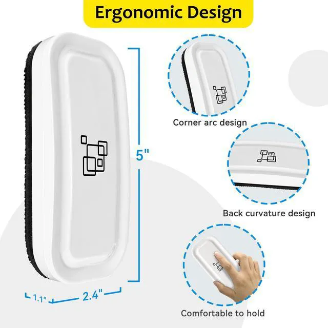 Alt view image 6 of 7 - Magnetic Dry Erase Eraser, Pure White, 8 Pack White Board Erasers, Glass Whiteboard Eraser, Office and School Classroom Supplies