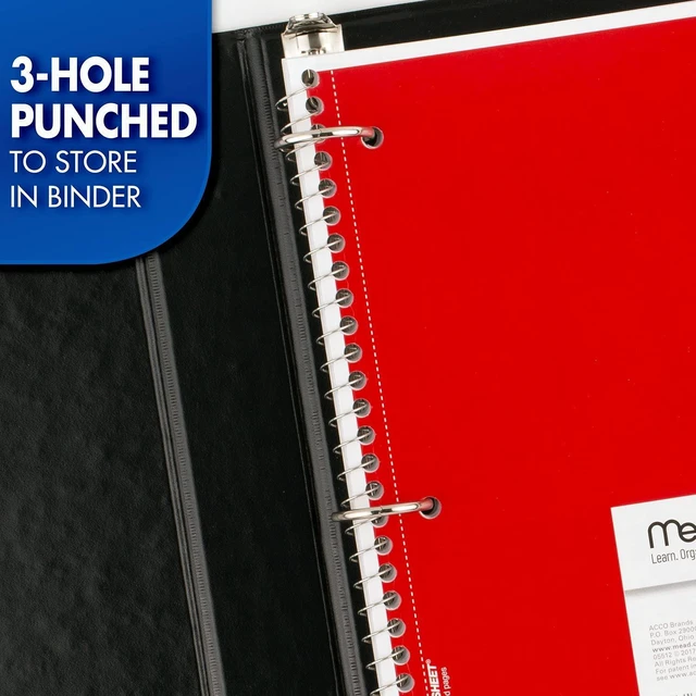 Alt view image 5 of 7 - Spiral Notebook, 12 Pack, 1 Subject, College Ruled Paper, 7-1/2" x 10-1/2", 70 Sheets per Notebook, Colors Will Vary (830063-ECM25)