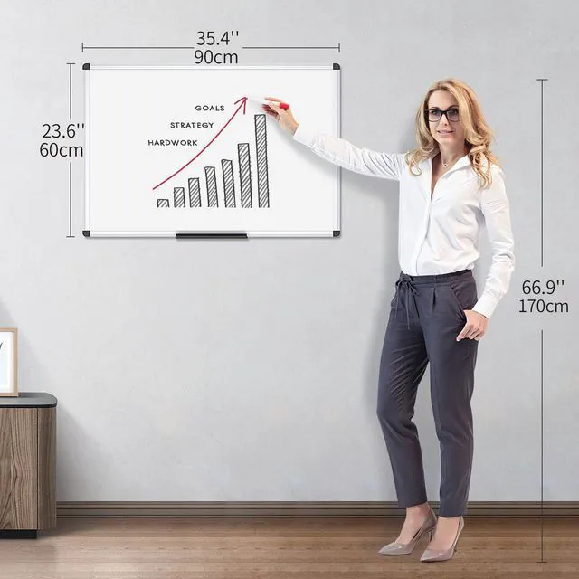 Alt view image 2 of 7 - Magnetic Dry Erase Board, 36 X 24 Inches, Silver Aluminium Frame