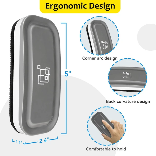 Alt view image 6 of 7 - Magnetic Dry Erase Eraser, 4 Pack, 2 Gray + 2 White Glass Board Erasers, For Dry Erase Board, For Glass Board, For Calendar Board, Office and School Supplies
