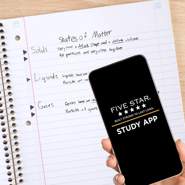 Alt view image 2 of 7 - Spiral Notebook + Study App, 1 Subject, Wide Ruled, 8" x 10-1/2", 80 Sheets, Fights Ink Bleed, Water Resistant Cover, Black Stars Glow in the Dark (930020F) (Pack of 12)