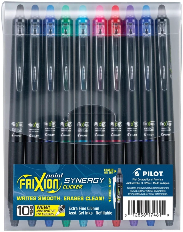 Main image of FriXion Synergy Clicker Erasable, Pack of 10, Assorted Colors