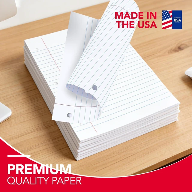 Alt view image 2 of 7 - Filler Paper Loose Leaf Paper, Wide Ruled Paper, 8"x10-1/2", 3-Hole Punched Binder Paper For 3-Ring Binders,150 Sheets/pack 3Pack, F15001W