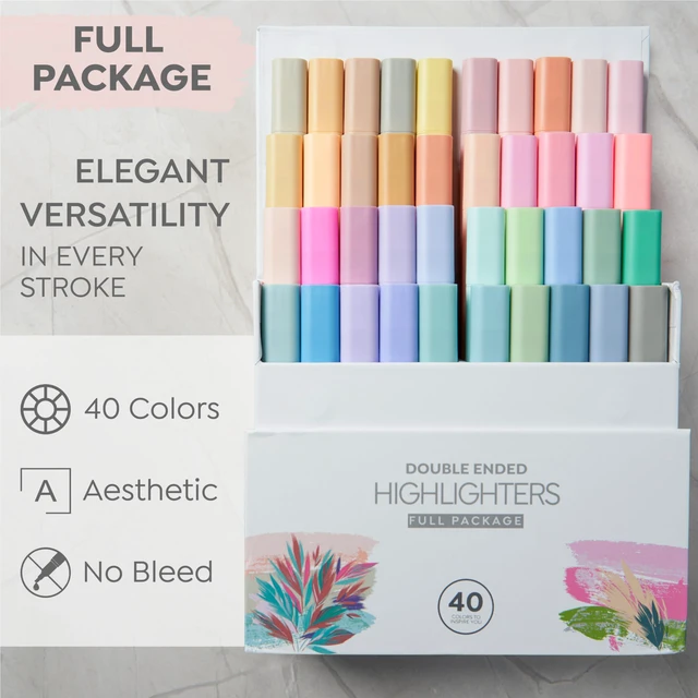 Alt view image 2 of 7 - Bible Highlighters No Bleed, Pastel Colors, Dual Tip, 40 Pack Aesthetic Cute Highlighters, Chisel Tip & Fine Point For Bible & Journaling