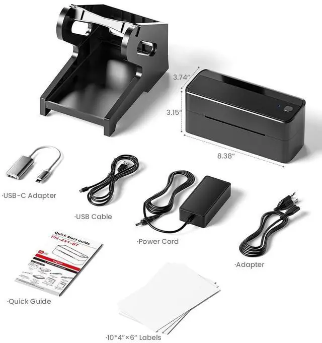 Alt view image 7 of 7 - Bluetooth Thermal Label Printer, 241BT 4X6 Wireless Shipping Label Printer for Small Business, Pink Labels Printers for Shipping Package Whit Holder