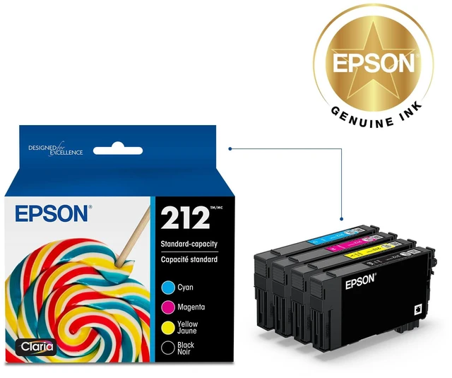 Alt view image 2 of 6 - 212 Genuine Ink Cartridge Black and Color Combo Pack T212120-BCS Works With WorkForce WF-2830 WF-2850 Expression XP-4100 XP-4105 Inkjet Printers