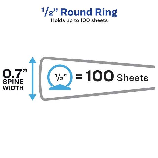 Alt view image 2 of 7 - Economy View 3 Ring Binder, 0.5" Round Rings, 100-Sheet Capacity, 0.7 Inch Wide Spine, Great for Home, School Supplies, Office, or Organization Needs, 1 Black Binder (05751) (Pack of 12)
