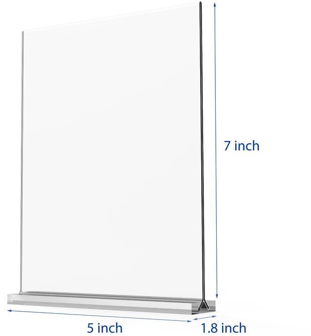 Alt view image 2 of 6 - 5x7 Acrylic Sign Holder 6 Pack Vertical T Shape Double-Sided Desktop Display Holder